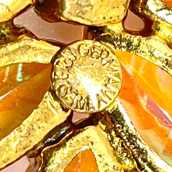 Western Germany Signed Vintage AB Pink Rhinestone Articulating Pin Brooch - Picture 9 of 10